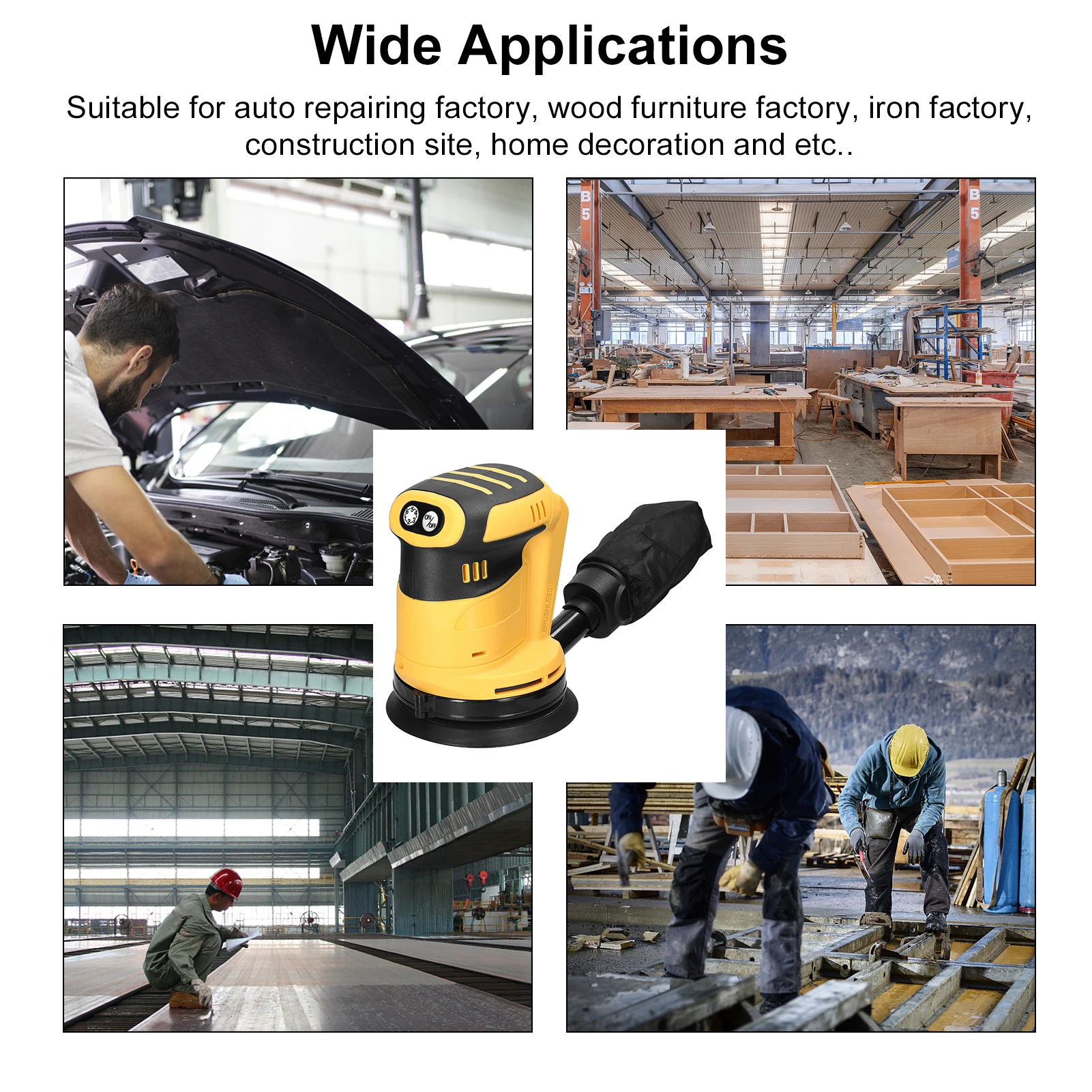 Cordless Wood Grinder Electric Metal Polishing Grinding Sanding Machine Orbital Sander Polisher Compatible With Dewalt Makita - view 6