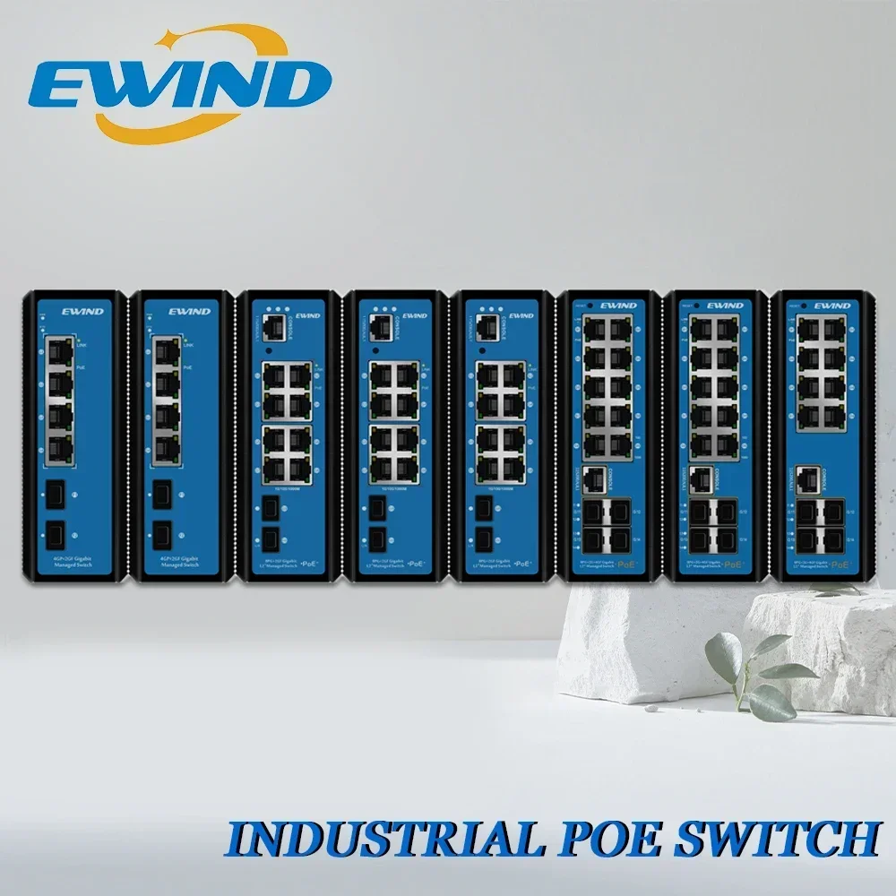 Industrial POE Switch 8 Ports 10/100/1000M Gigabit Uplink Managed Network Switch Ethernet Switch for Outdoor Industrial