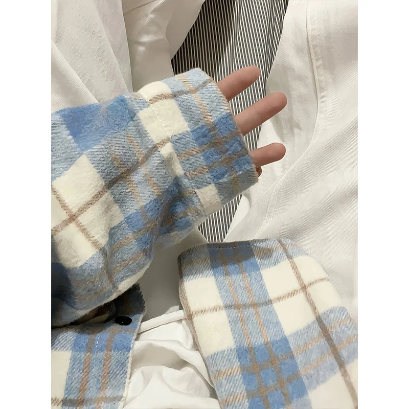 

Женское пальто в синюю клетку Long Sve irt, весна-осень 2023, новинка Гонконга Sle Chic Lazy Small Size irt Coat, корейская версия PO...