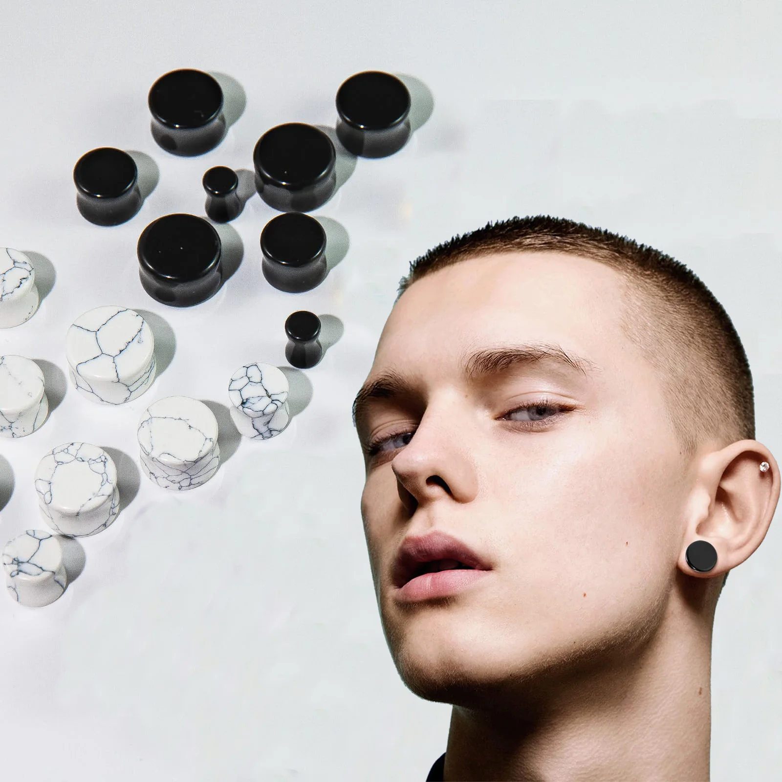 1/2 Pairs Stone Ear Plugs Gauges Earrings Women Men Ear Plug Flesh Tunnel Piercing Expander Ear Stretcher Body Piercing Jewelry