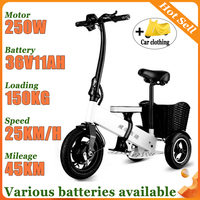 Adult Electric Tricycle Portable Folding Parent-child Mini Small 3Wheeler with Basket Elderly Removable Battery Mobility Scooter