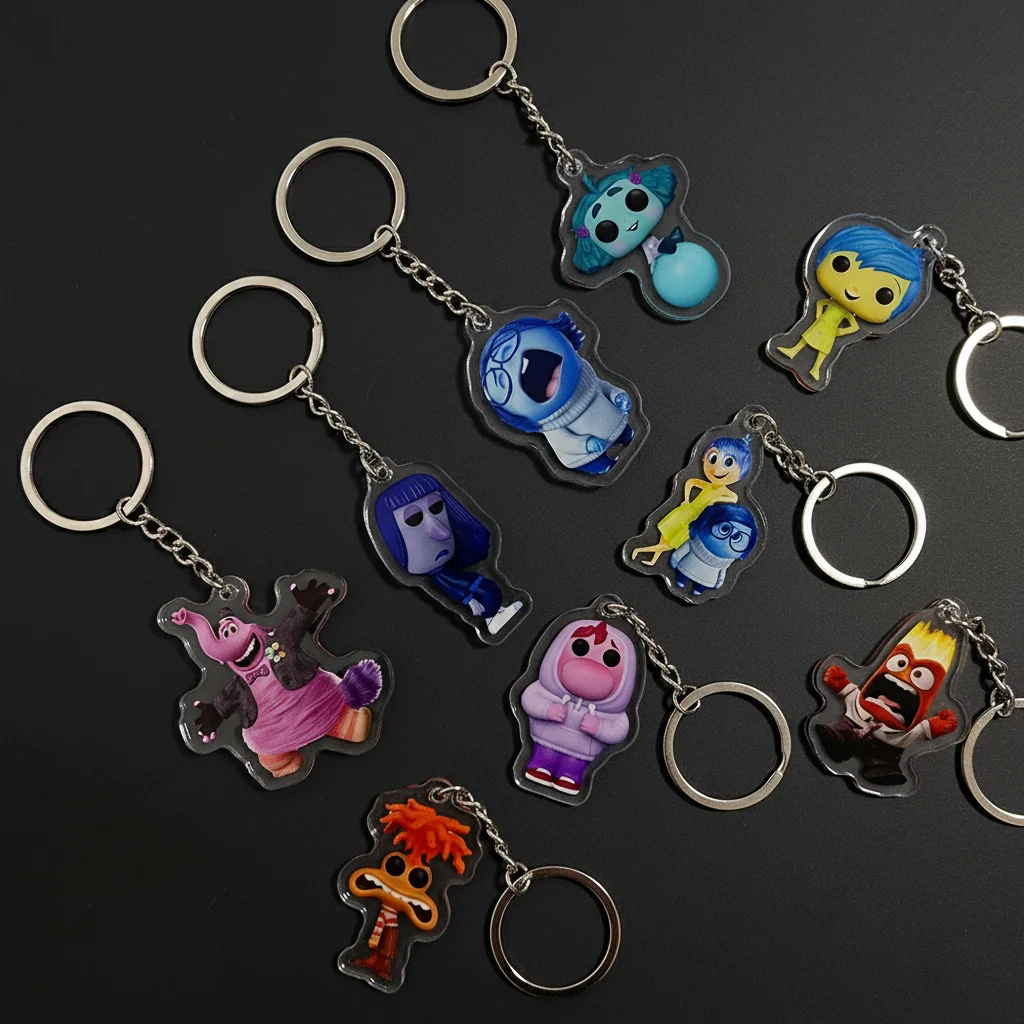 مجموعة سلسلة مفاتيح مصنوعة من الأكريليك مكونة من 9 قطع، شخصيات غضب الحزن الفرح، حلقة مفاتيح ساحرة لحقيبة الظهر، هدية للأصدقاء المشجعين #1