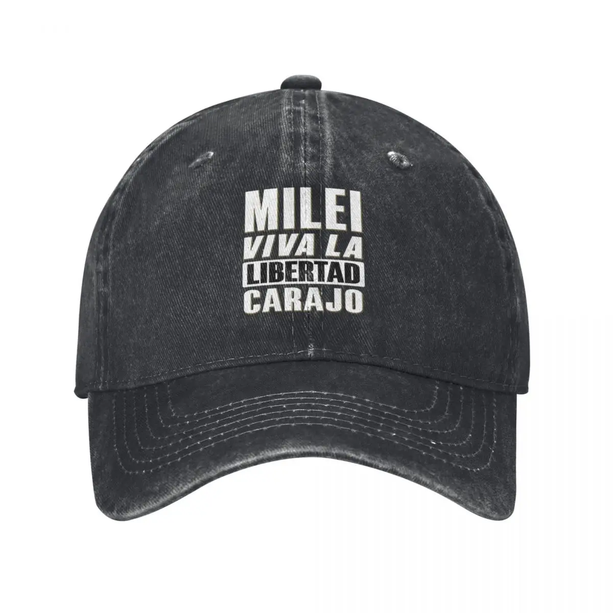 Letters Javier Milei Viva La Libertad Carajo Retro Denim Washed Baseball Cap For Men Female Cowboy Caps Rock Street Tide Hat