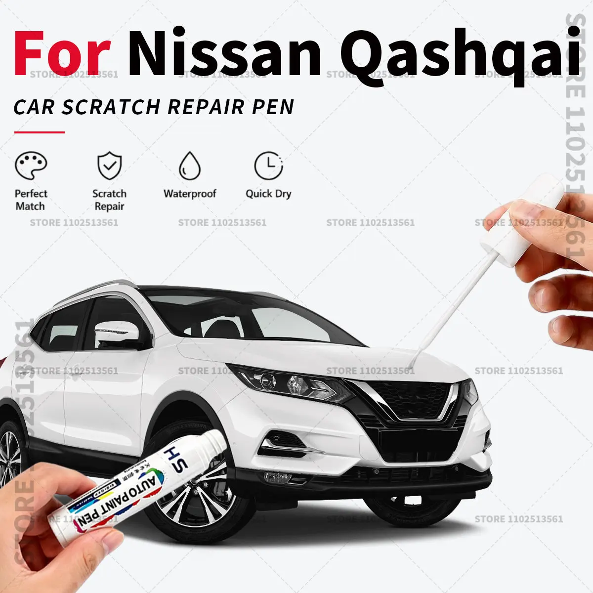 Car Touch Up Paint Pen Quick Repair Scratch Remover Auto Paint Brush Easy Application For Nissan Qashqai Silver White Black Blue