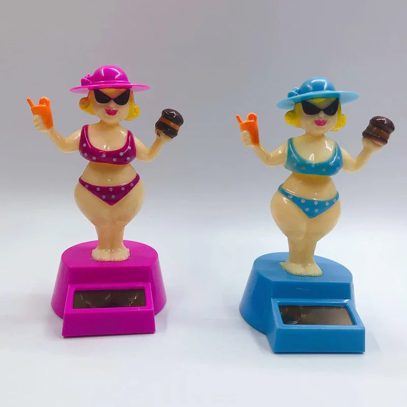 1 pc Auto Dekoration Solar Dekoration Bobblehead Puppe Cartoon Richwoman Modellierung Dekoration Geschenk kreative Interieur Auto liefert – Detail 7