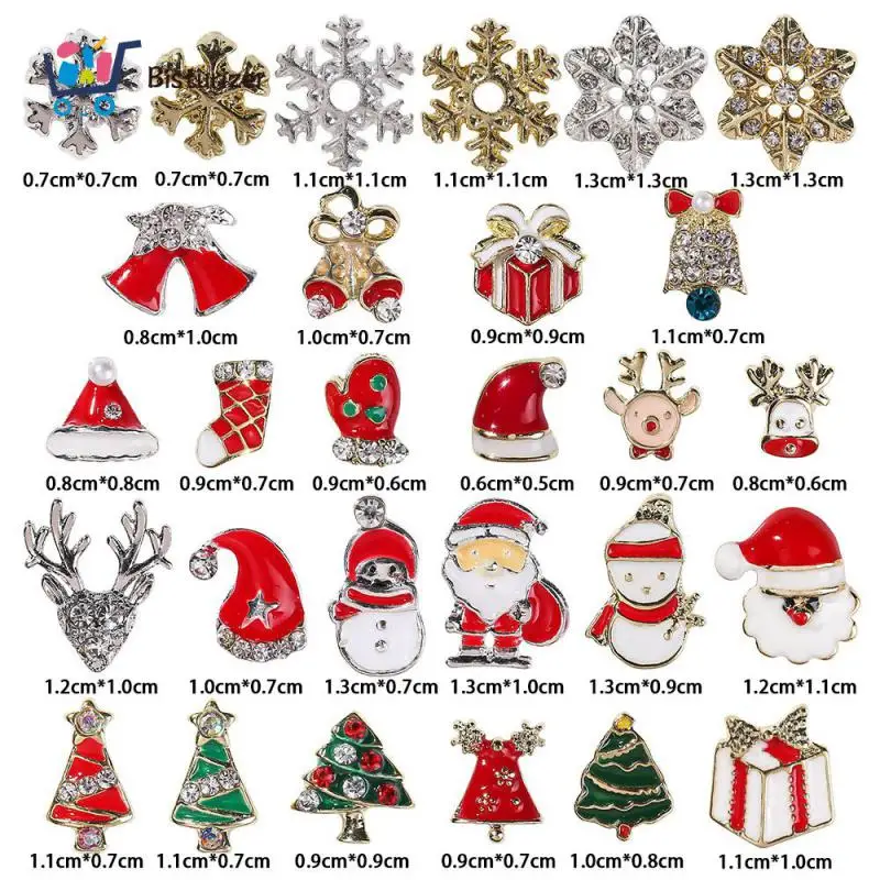 Christmas Nail Art Alloy Jewelry Mini Santa Claus Snowman Elk Cute Cartoon Nail Art Jewelry