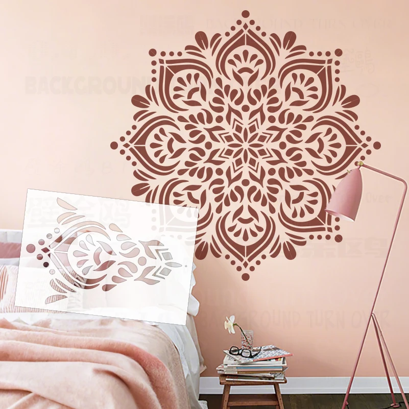 

80cm - 120cm Stencil Decor For Painting Decorative Plaster Wall Template Furniture Makers Huge Giant Mandala Ceiling Round S164