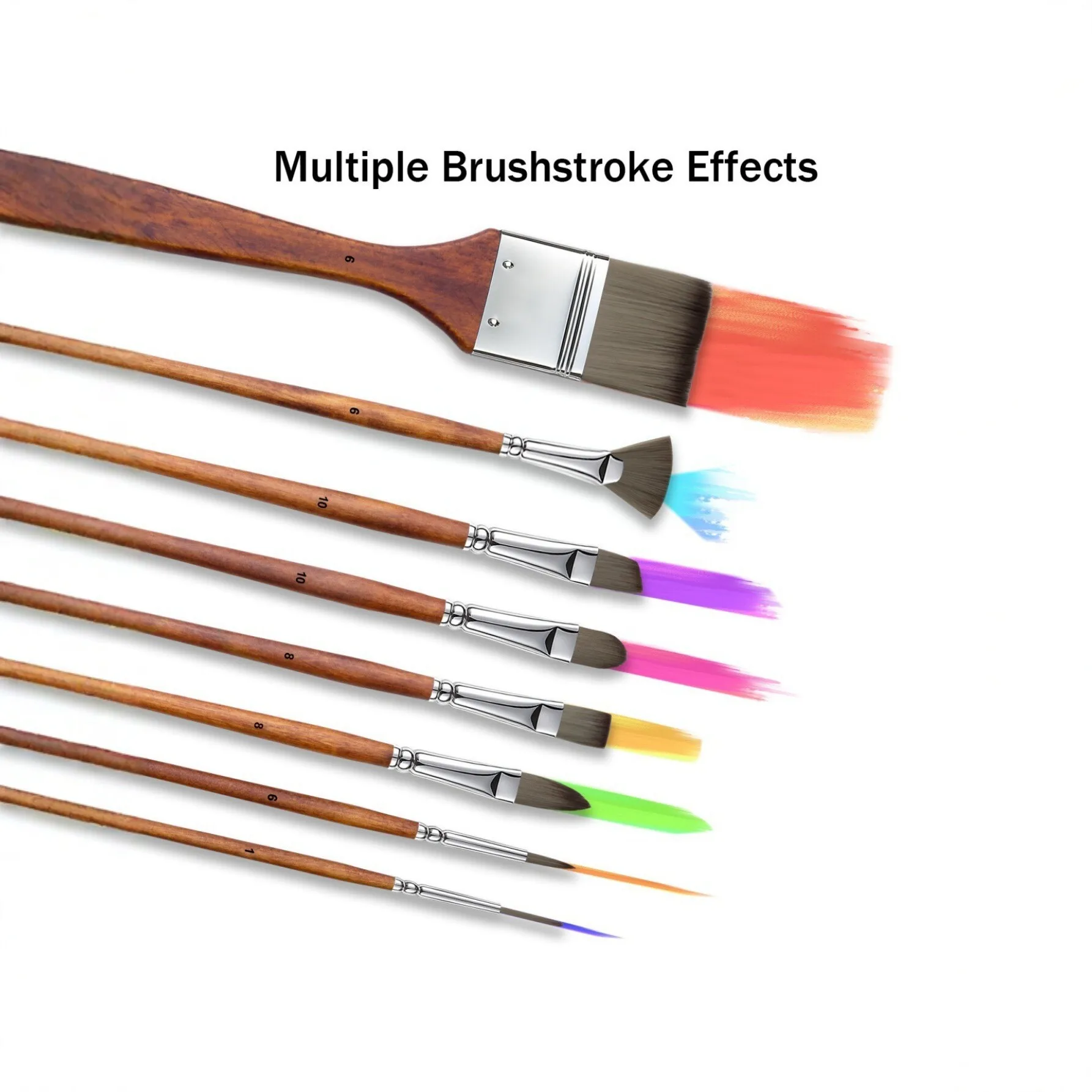 Nylon Bristle Paint Brush Set with Fan Flat and Liner Brushes for Acrylic Gouache and Watercolor Painting Art Student and