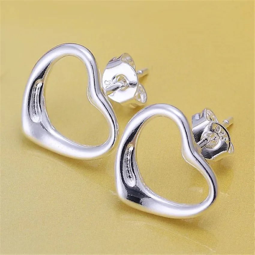 Charms feine Sterling Silber romantische Herz Ohr stecker Ohrringe für Frauen Party Hochzeit Weihnachts geschenke Straße All-Match-Schmuck