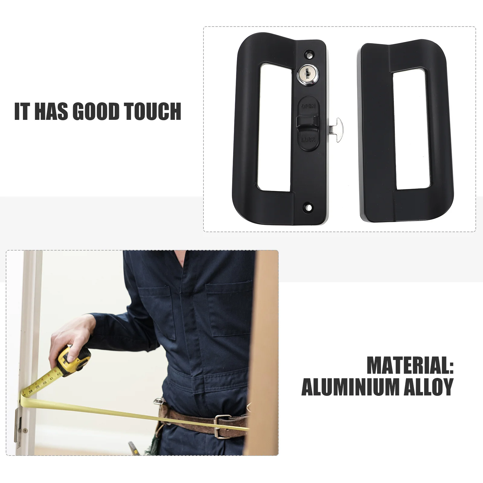 

Patio Sliding Door Handle Set Aluminium Alloy Rust Resistant Easy Install Barn Closet Garage Decor Patio Sliding Door Handle