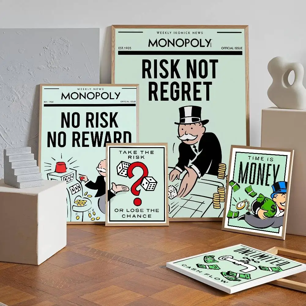 Monopoly Millionaire Dollar Money Classic Vintage Posters Whitepaper Prints Posters Artwork Kawaii Room Decor