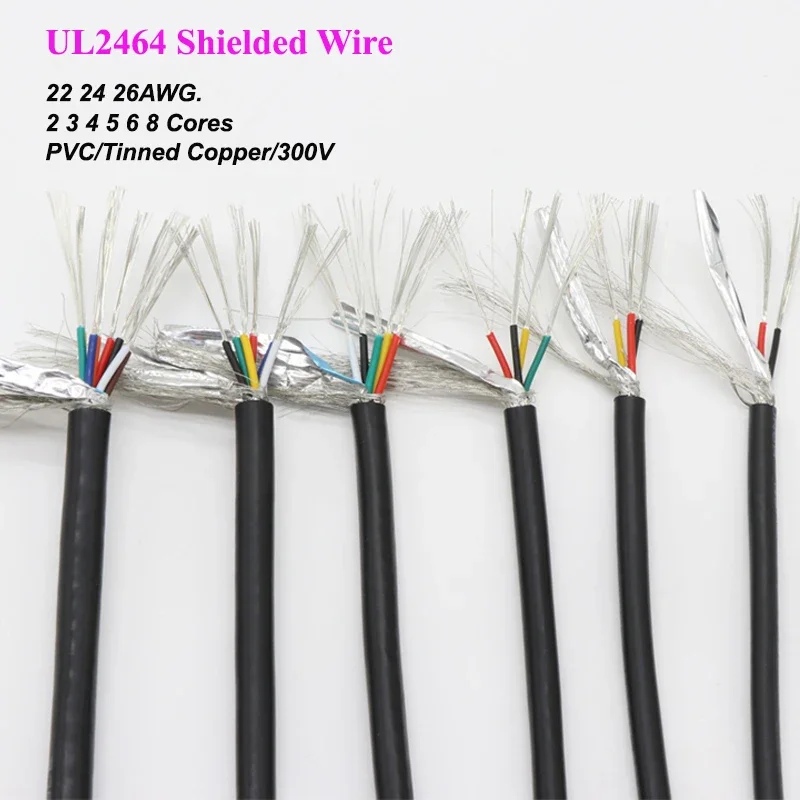 

2/5/10M UL2464 Shielded Wire 26 24 22AWG Channel Audio Line 2 3 4 5 6 8 Core Copper Signal Control Electrical Speaker Wire Line