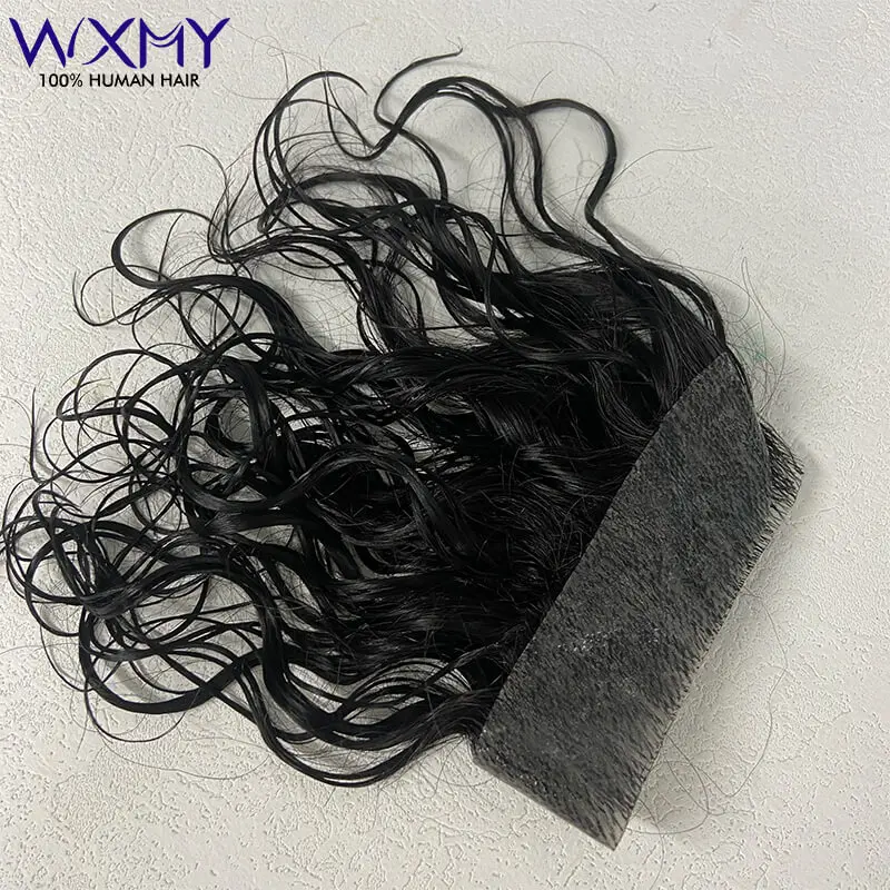 Wig rambut manusia keriting depan realistis air untuk pria 100% sistem rambut palsu manusia Toupee kulit penuh prostesis pria kapiler