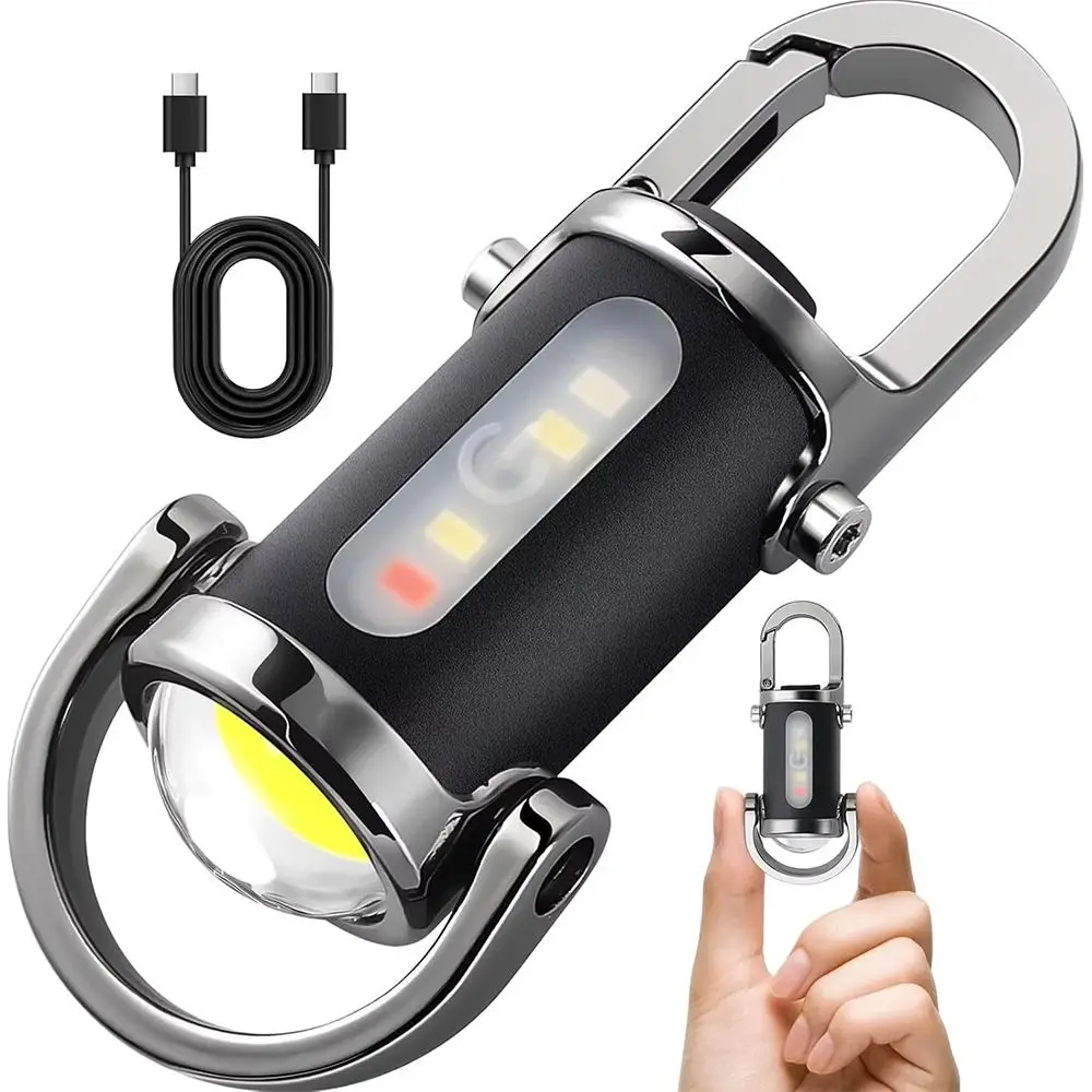 New with Red&Blue Light Mini Keychain Flashlights Portable USB Rechargeable Work Light Ultra Bright LED Torch Searching Hiking