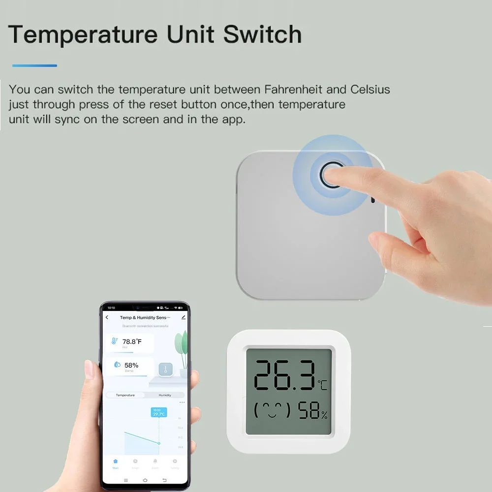 Imagem -04 - Tuya Wifi Sensor de Temperatura e Umidade Vida Inteligente Luz de Fundo Higrômetro Termômetro Suporte Alexa Google Home Assistant Novo