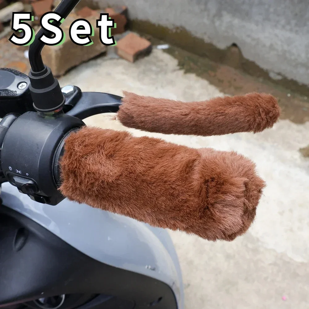 Motorbike Plush Handlebar Covers Winter Warm Imitation Plush Electric Car Motorbike Handlebar Cover Anti-slip Handlebar Sleeve