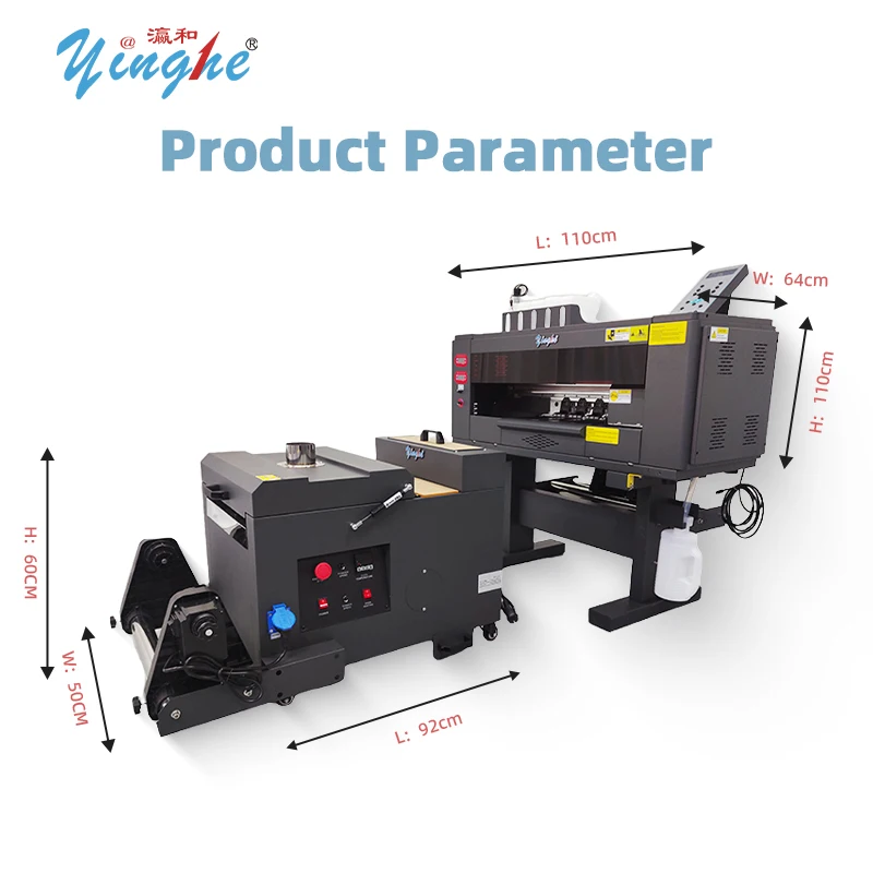 Yinghe A3 DTF Printer Direct to Film With 2 Pieces Xp600 Printheads for Various Fabric Print Like T-shirt, Canvas Bag, Cap  Etc