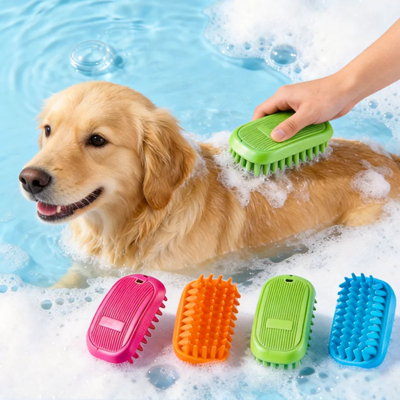 

Soft Flexible Pet Bath Brush, Long Bristles Create Rich Foam, Deep Cleaning, Massage & Loose Hair Removal for Dogs & Cats