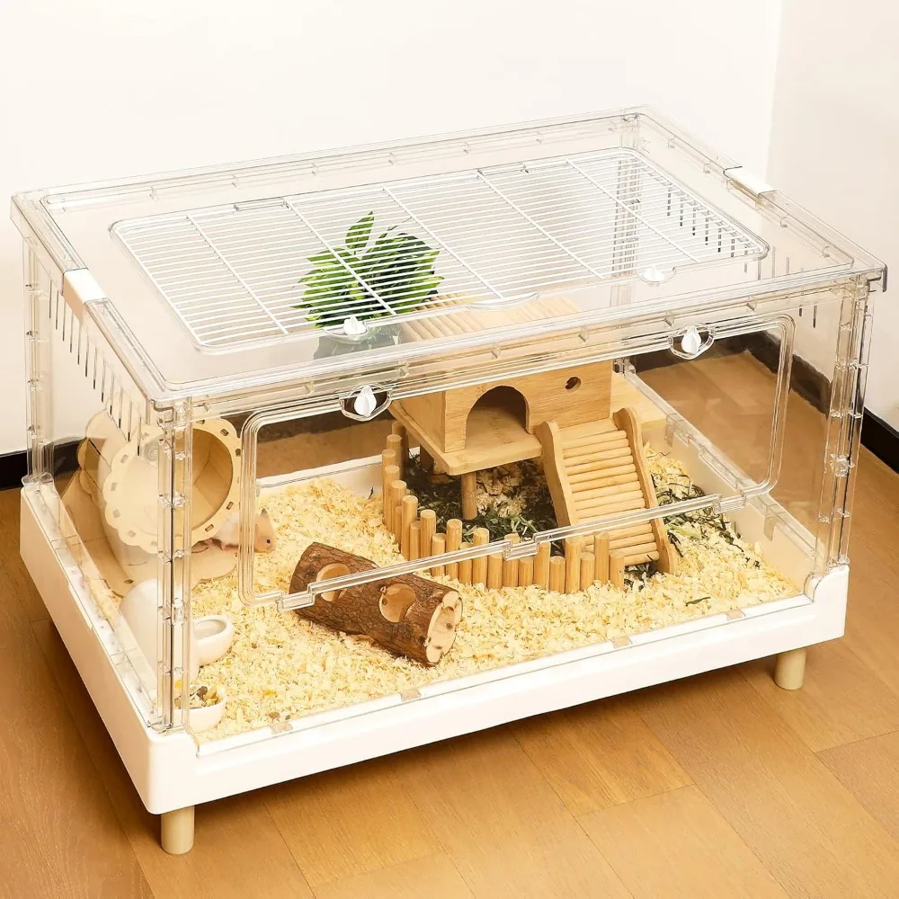 

Larger Acrylic Transparent Hamster Cage - Small Animal Cage for Guinea Pig, Hedgehog,Dwarf Hamster, Rat,Mouse,Ferret, Sugar Glid