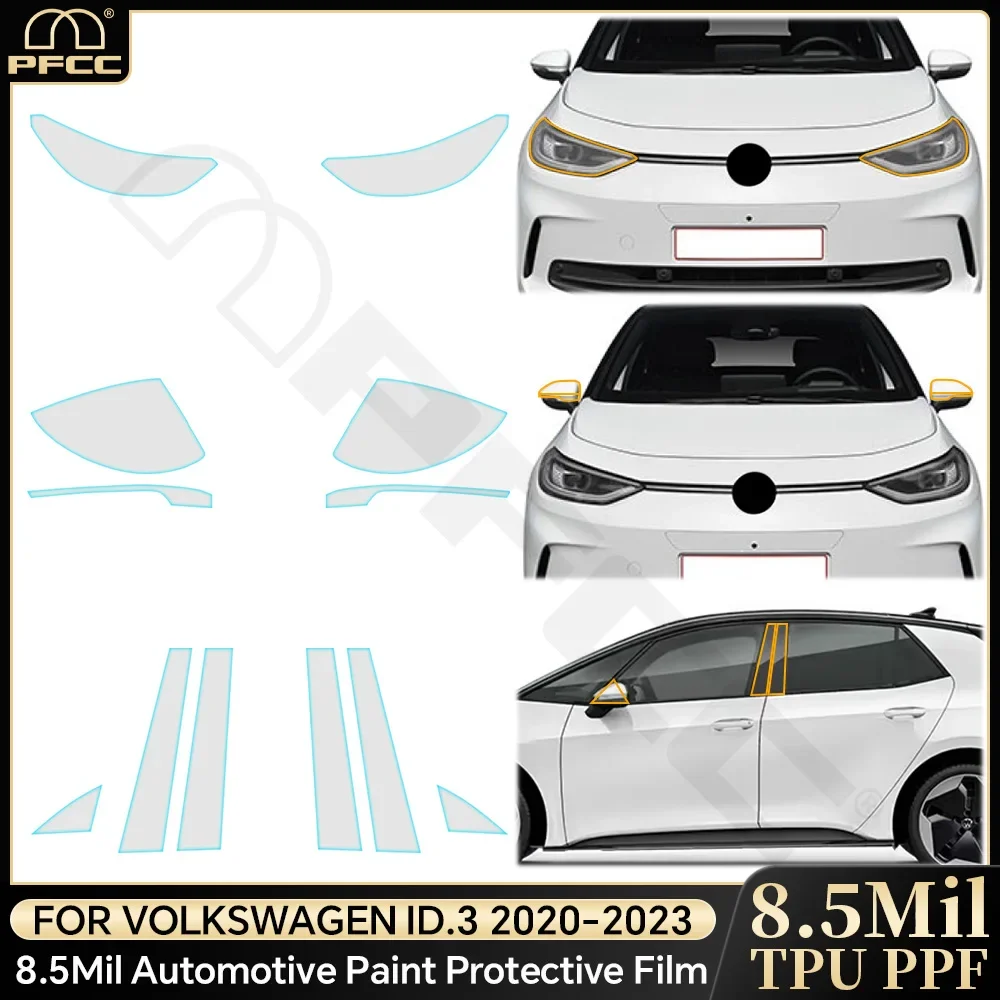 

Precut TPU Headlight Rearview Film for Volkswagen VW ID.3 2020-2023 a B Pillars Paint Protection Transparent PPF