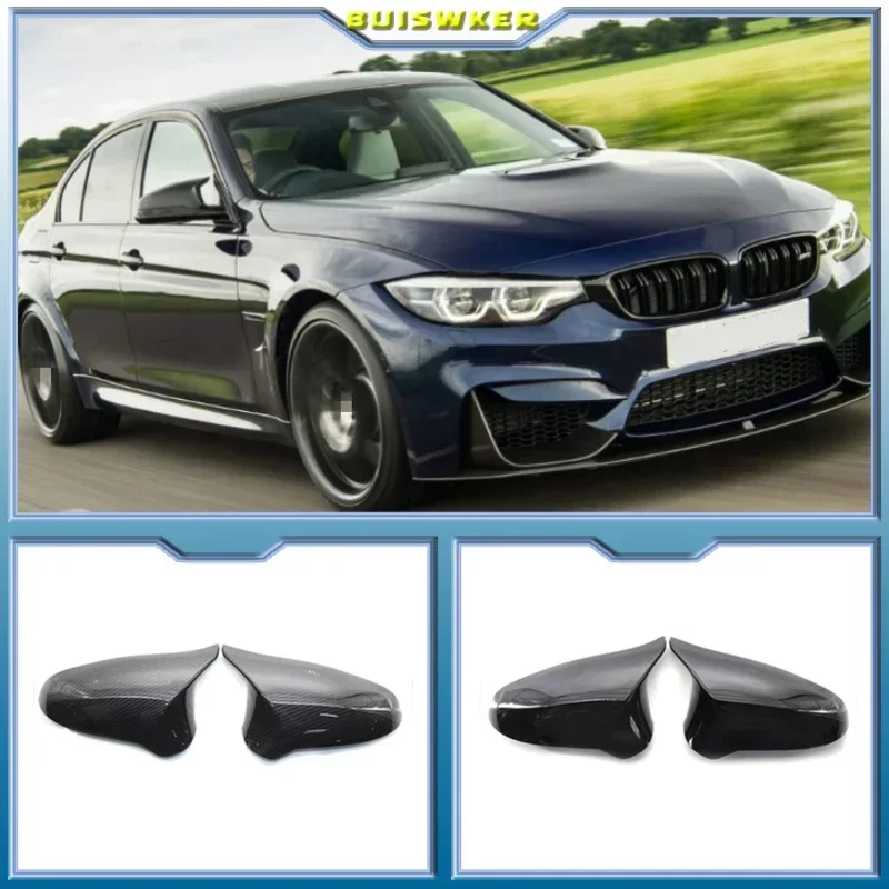 A Pair Carbon Fiber Car Door Rear View Side Mirror Cover Rearview Mirror Cap Replacement for BMW F80 M3 F82 M4 2015-2018