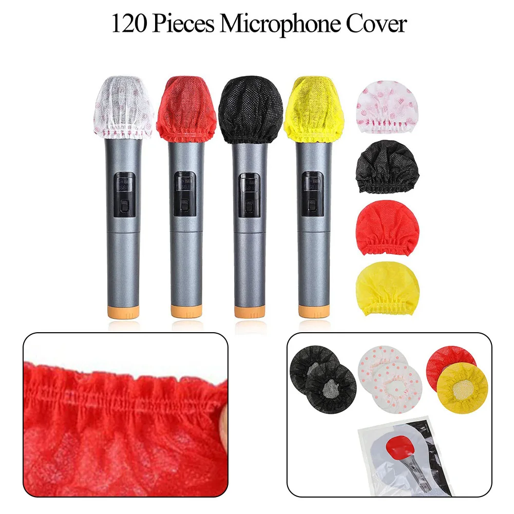 120PCS Disposable Microphone Cover Throwaway Mic Windscreen Non-Woven Handheld Mic Covers Microphone Protective Cap Accessories