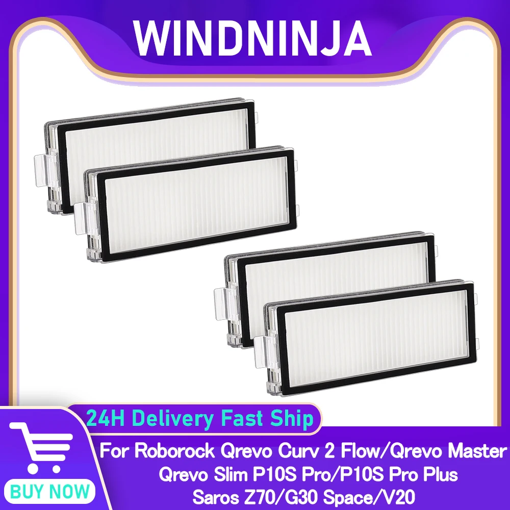 HEPA Filter For Roborock Qrevo Curv 2 Flow/Qrevo Master/Qrevo Slim P10S Pro/P10S Pro Plus Saros Z70/G30 Space/V20 Robot Vacuum