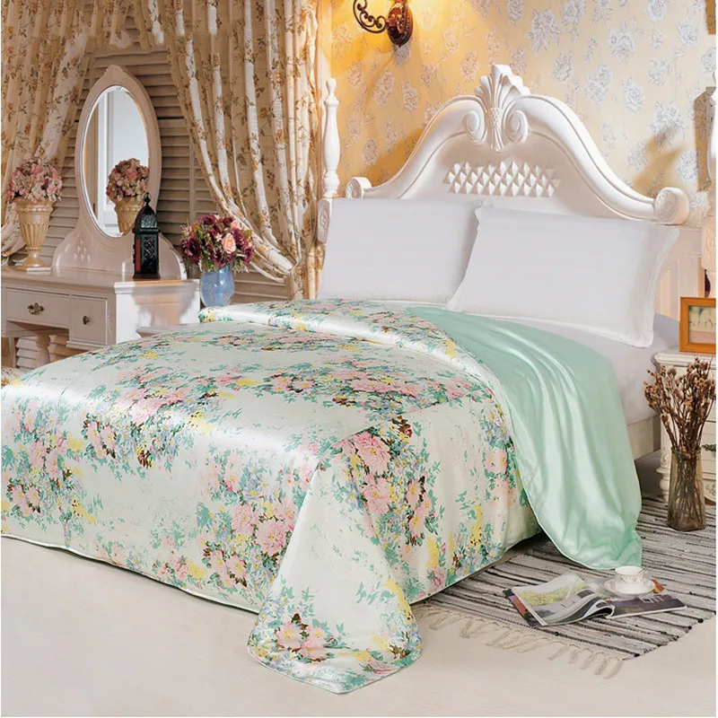 Silk Duvet Cover 1pc 100% Mulberry Silk Printed Floral Colors Multicolor Twin Full Queen King Cal.King other size ls170902