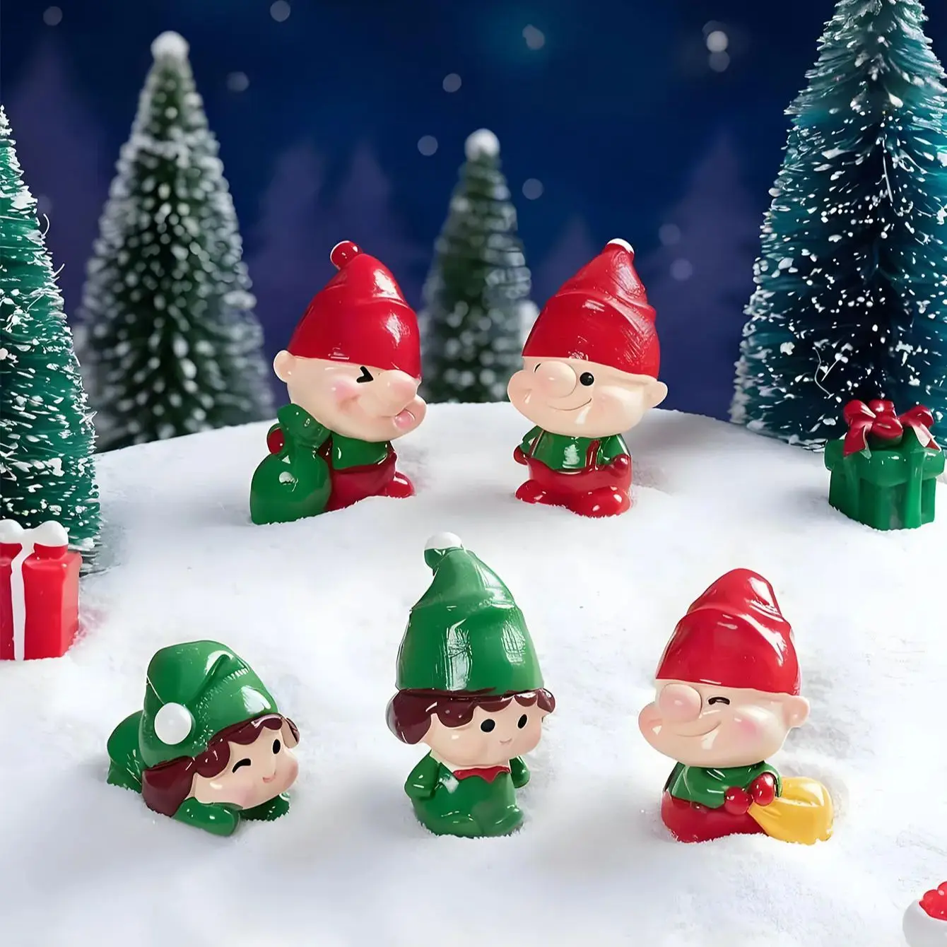 6 قطعة تماثيل صغيرة لجان عيد الميلاد لطيف الجان ليتل الناس ديكور DIY بها بنفسك حديقة الجنية شجرة عيد الميلاد تزيين في العطلة