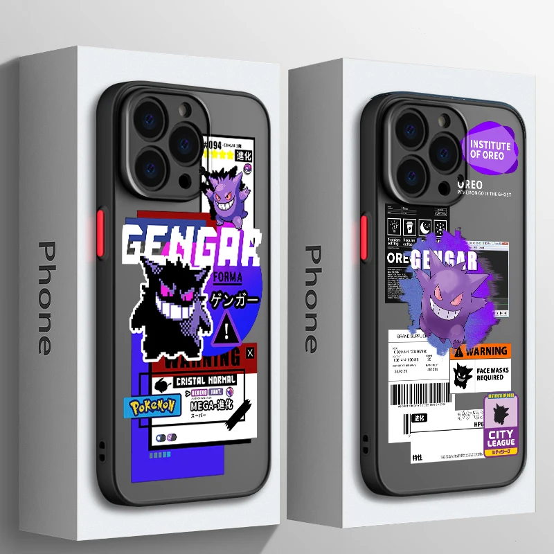 

Comics P-Pokemones Gengar Frosted Translucent For Apple iPhone 15 14 13 12 11 XS XR X 8 7 SE Pro Max Plus Mini Soft Phone Case