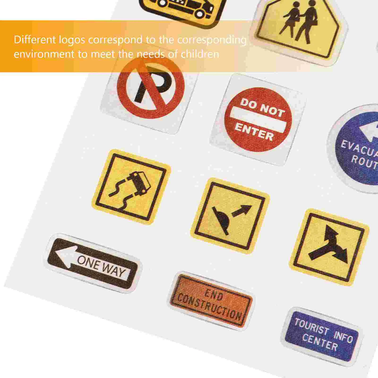 10 Sheets Traffic Sign Stickers Hard Surface Road Signs Kids Cross Adhesive Small Mini Stop Paper for