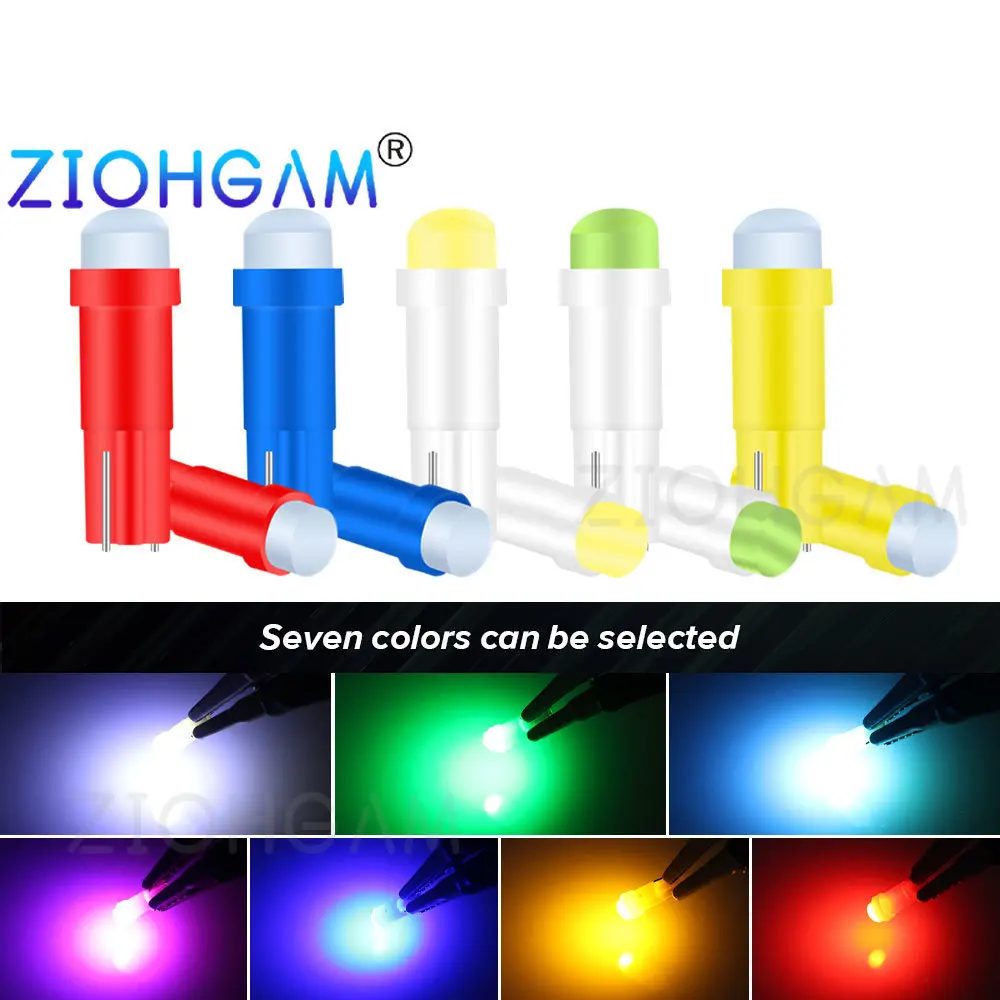 ZIOHGAM 8 Uds T5 COB bombilla Led para coche tablero de luz W3W placa de instrumentos Panel medidor Neo cuña indicador de advertencia lámpara de señal 12V