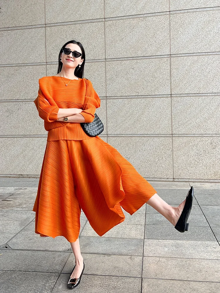Casual Comfortable Loose Shirt Miyake Fashion Versatile Solid Colour Placket Pleated Top Design 2025 Spring and Summer New