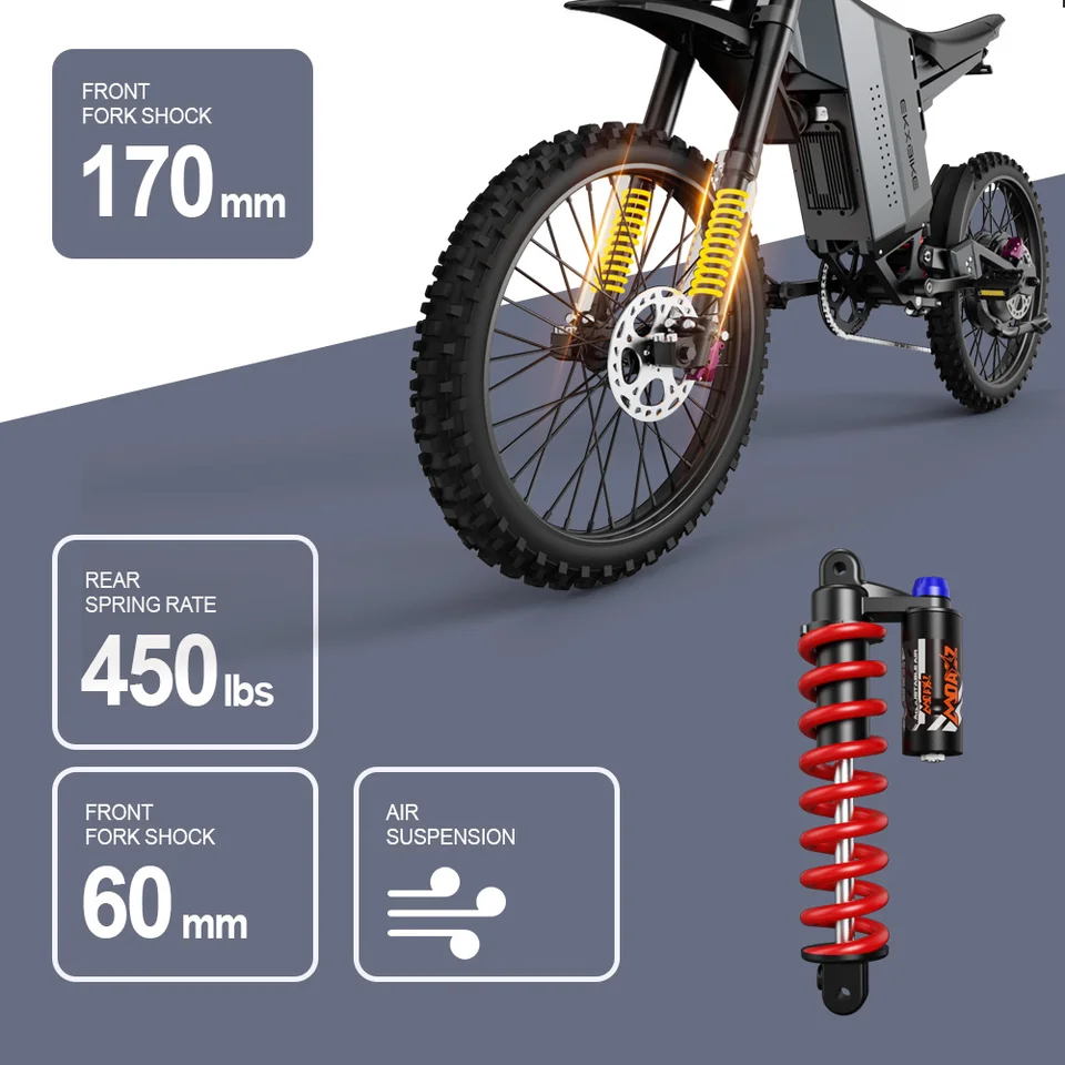 EKXBIKE GTS Electric Motorcycle Off-Road 8000W Peak 85Kmh Mountainous Aluminium Electric Bike for Adults With 72V30AH Battery image 5
