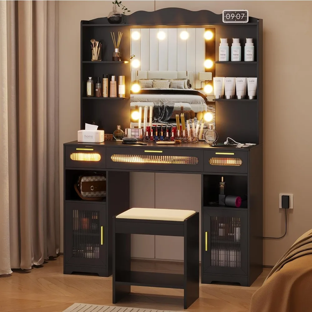 Vanity Desk with Mirror and Lights, 43