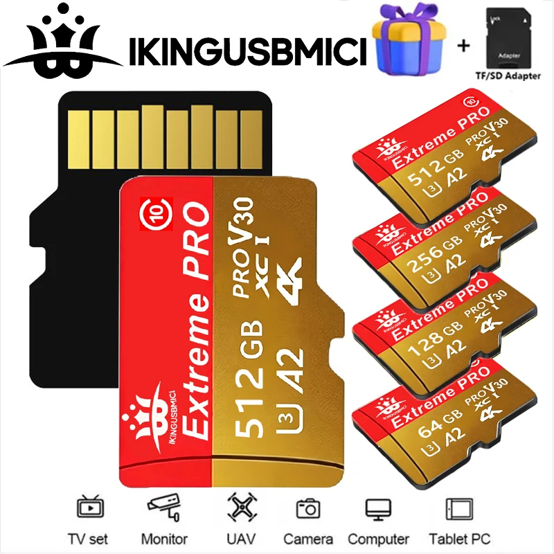 Compact Memory Card TF Cards SD Cards Micro SD Card 32GB 128GB 256GB Waterproof Shockproof V30 for Dash Cam Action Camera