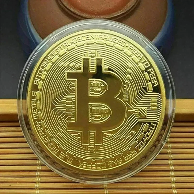 Gold Plated Bitcoin Coin Collectible Art Collection Gift Physical Commemorative Casascius Metal Antique Imitation Souvenir Gift