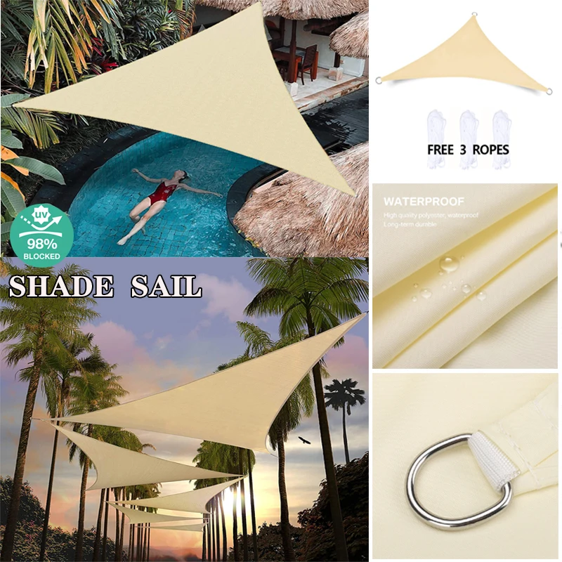 

3x3x3M 5x5x5M Summer Yard Triangle Shade Sail Waterproof Anti-UV Balcony Shade Canvas Garden Pool Canopy Outdoor Camping Awning