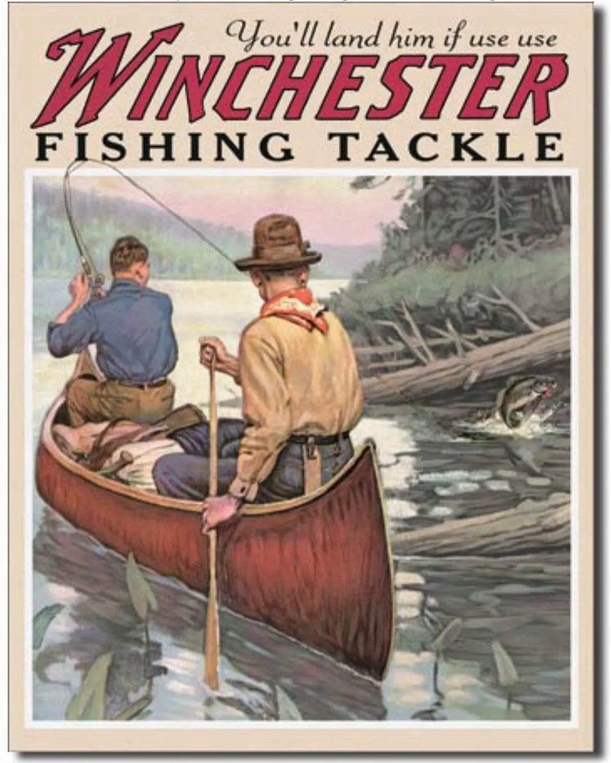 8X12 Vintage Retro Metal Tin Sign Winchester Fish And Tackle Hunting Fishing Home Wall Decor