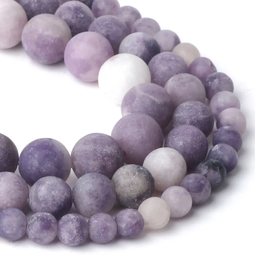 4 6 8 10 mm Purple Mica Lepidolite Beads Natural Stone for Jewelry Making Round Loose Spacer Smooth Beads Diy Necklace Bracelet