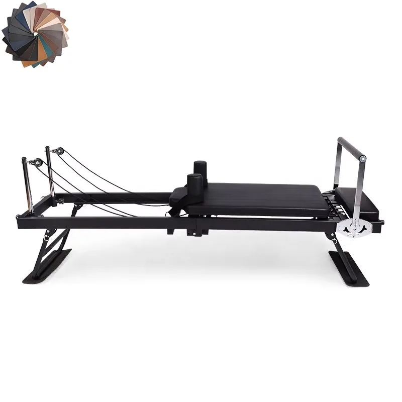 

Home Fitness Equipment Large Foldable Reformer Pilates Core Bed Reformer Machine Black Steel Frame with ABS for Yoga Training
