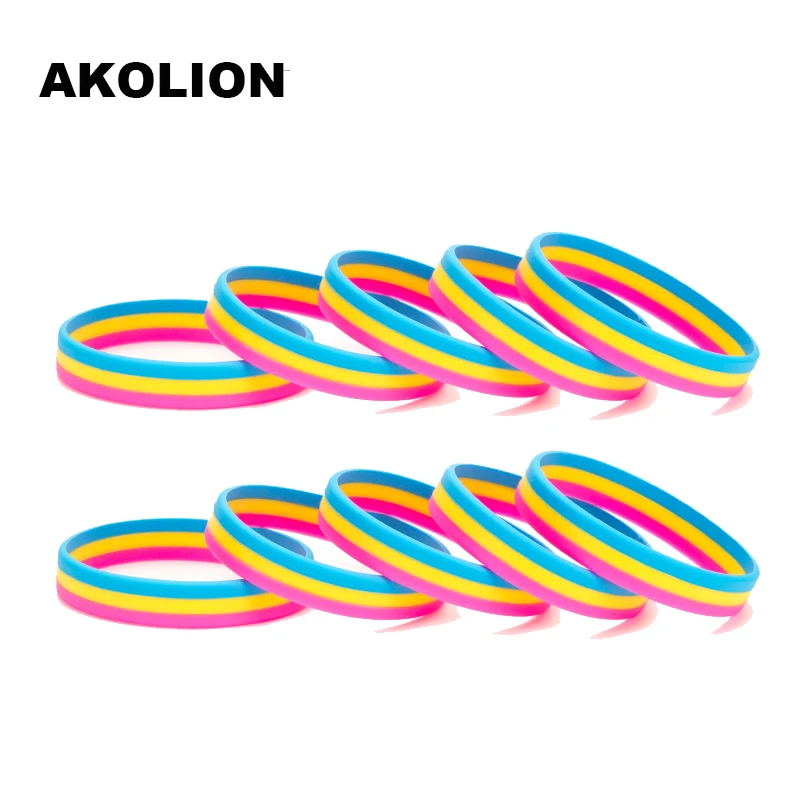 LGBT Pride Rainbow Pansexual Asexual Genderqueer Bisexual Silicone Rubber Bracelets Gay Lesbian Wristband Jewelry 1PCS