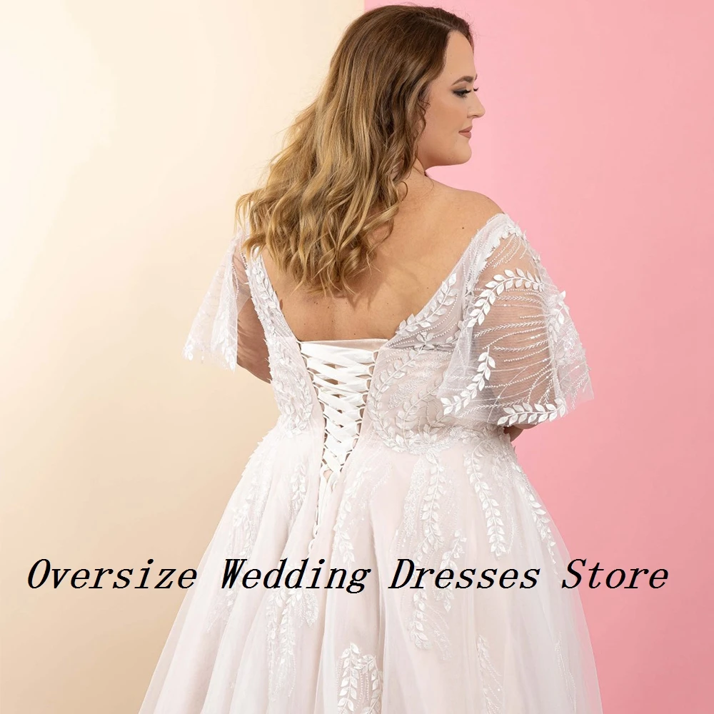 Vestidos De Novia elegantes De talla grande para mujer, Media manga, tul suave, Vestidos De Novia con encaje, novedad De 2024