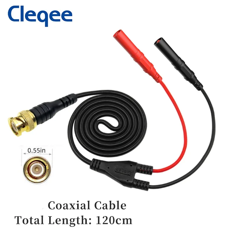 Cleqee P1065 Gold plated Pure Copper BNC Male plug to 4mm Safe Straight Banana Plug Oscilloscope Test Lead 120cm