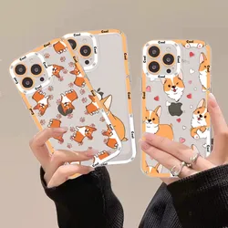 Cute Cartoon Corgi Phone Case For iPhone 15 11 12 13 14 Mini Pro Max XR X XS TPU Clear Case