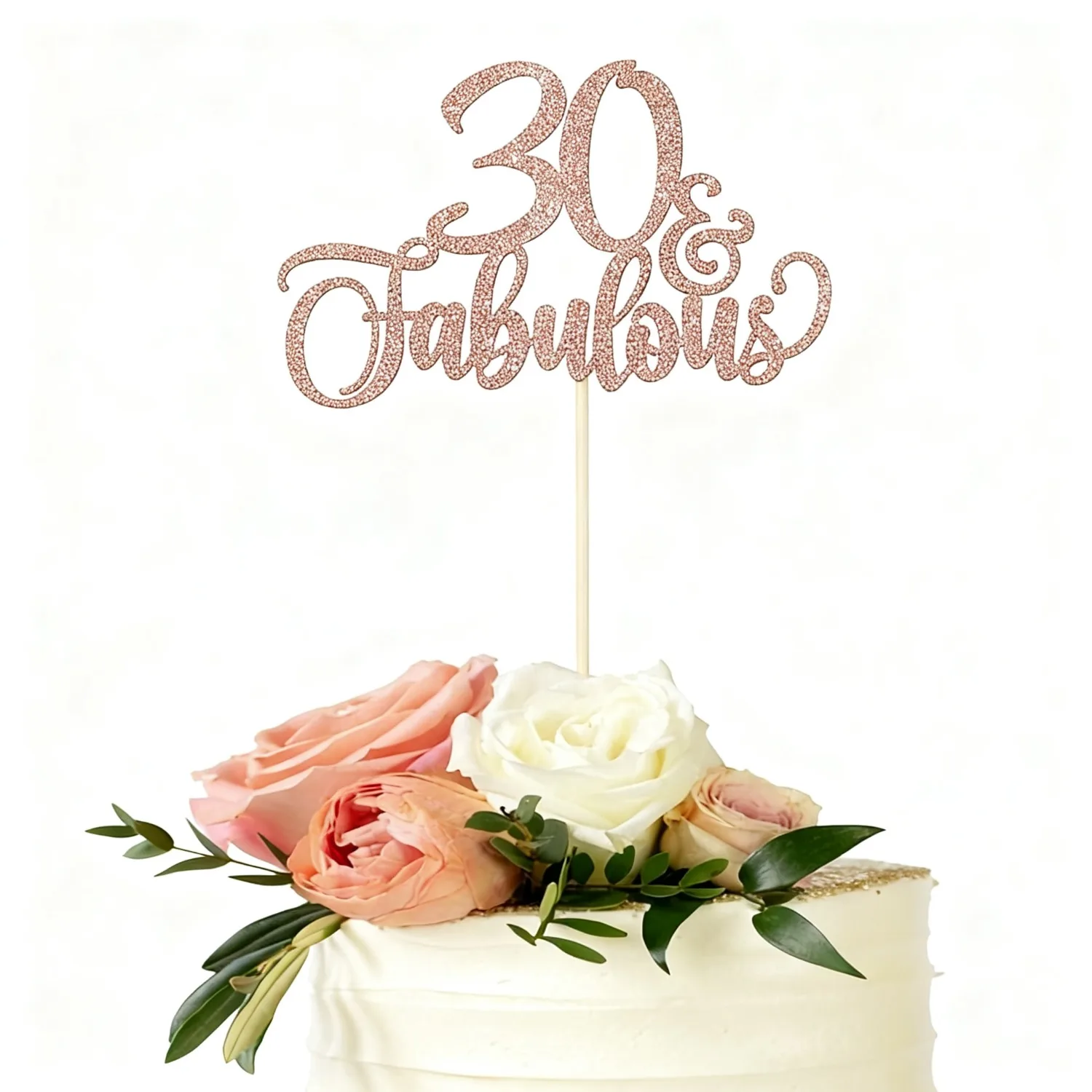 1 pièce de décoration de gâteau à paillettes champagne fabuleuse pour le 30e anniversaire, pour femmes et hommes