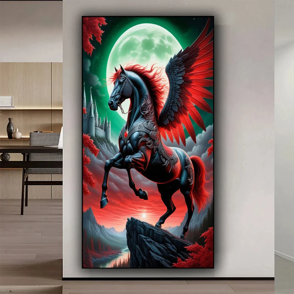 

Wings Horse diamond painting New 2024 Full Square Round Diy Diamond Mosaic Animal jewelry Cross stitch Home Decor Art Gift