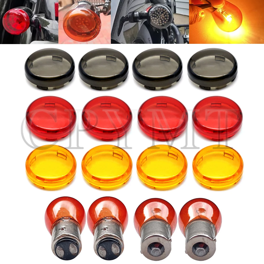 

Motorcycle Turn Indicator Signal Light Lens Cover and Bulb Kit case Fit For Harley Sportster XL883 1200 Touring Road King Dyna