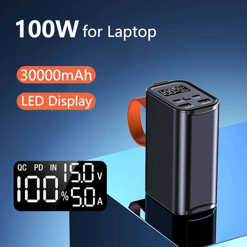 Imagem -04 - Banco de Potência de Carregamento Rápido em Dois Sentidos Powerbank para Iphone 14 Xiaomi Huawei Samsung Notebook Laptop 30000mah 100w Usb c pd