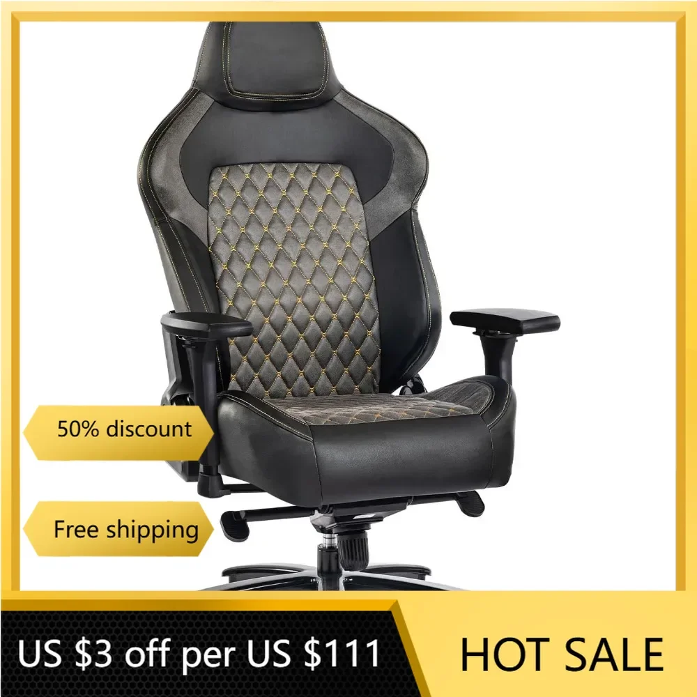 

Tall Gaming Chair 440LBS Gaming Chair with Metal Base Memory Foam Lumbar 4D Adjustable Armrest Gaming Chair